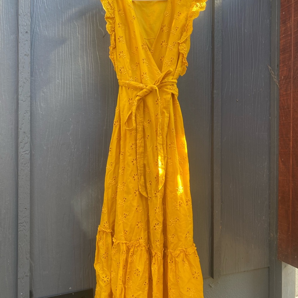 Yellow Eyelet Maxi Dress